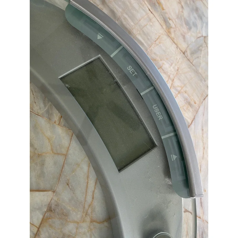 Thinner by Conair Digital Bathroom Scale Glass Silver Modern Weight Tracker
